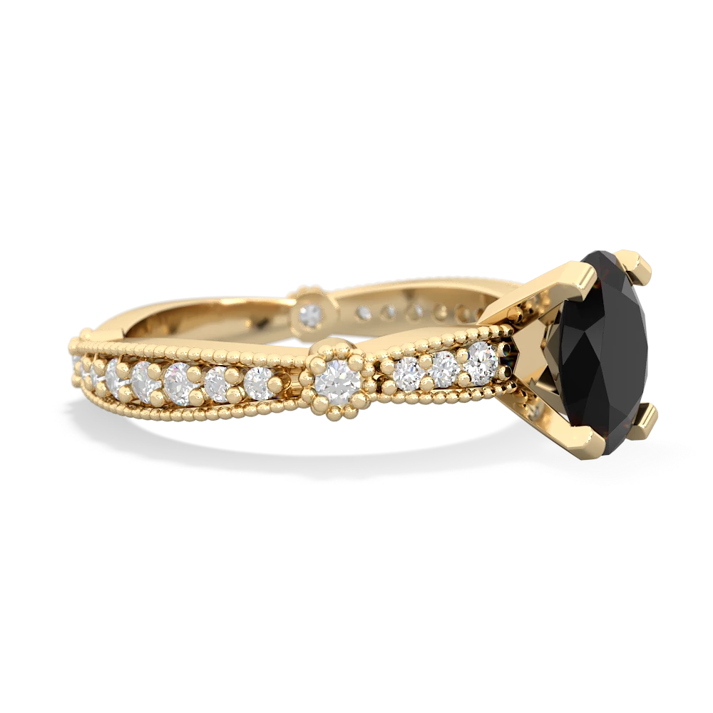 Onyx Sparkling Tiara 8X6 Oval 14K Yellow Gold ring R26298VL