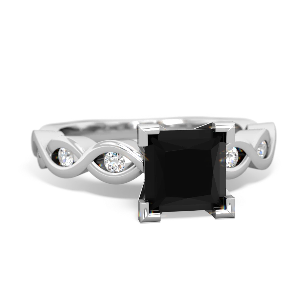 Onyx Infinity 6Mm Princess Engagement 14K White Gold ring R26316SQ