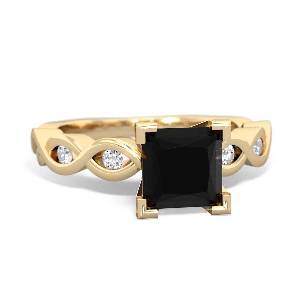 Onyx Infinity 6Mm Princess Engagement 14K Yellow Gold ring R26316SQ