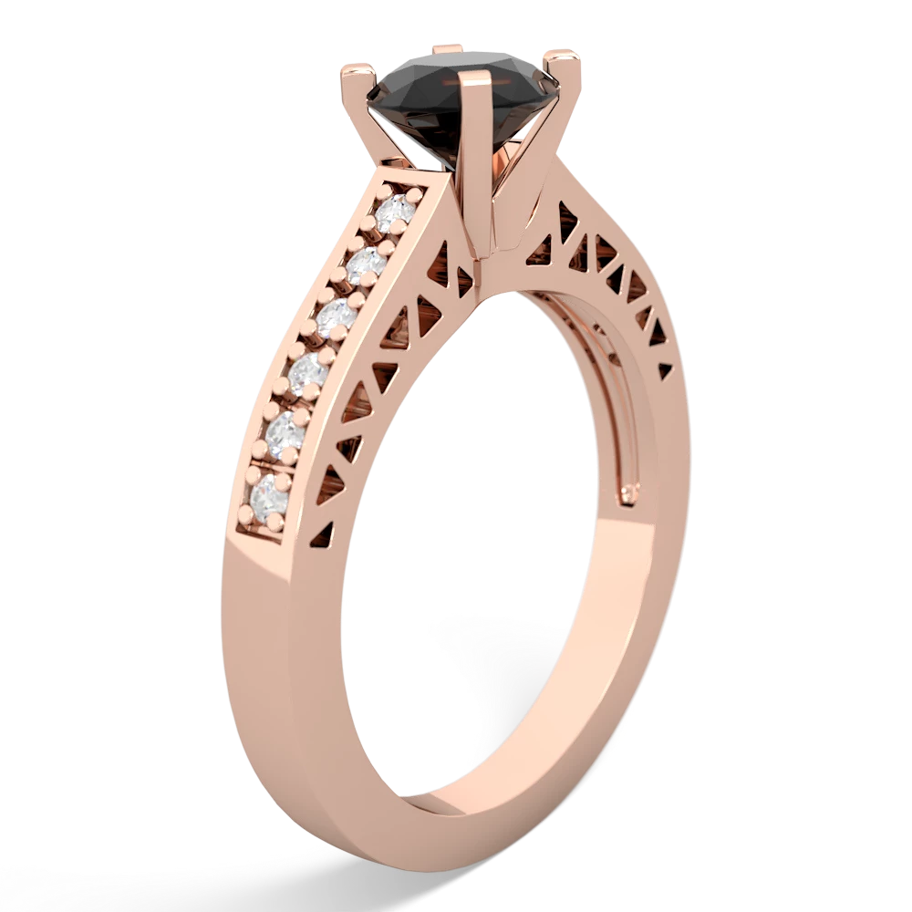 Onyx Art Deco Engagement 6Mm Round 14K Rose Gold ring R26356RD