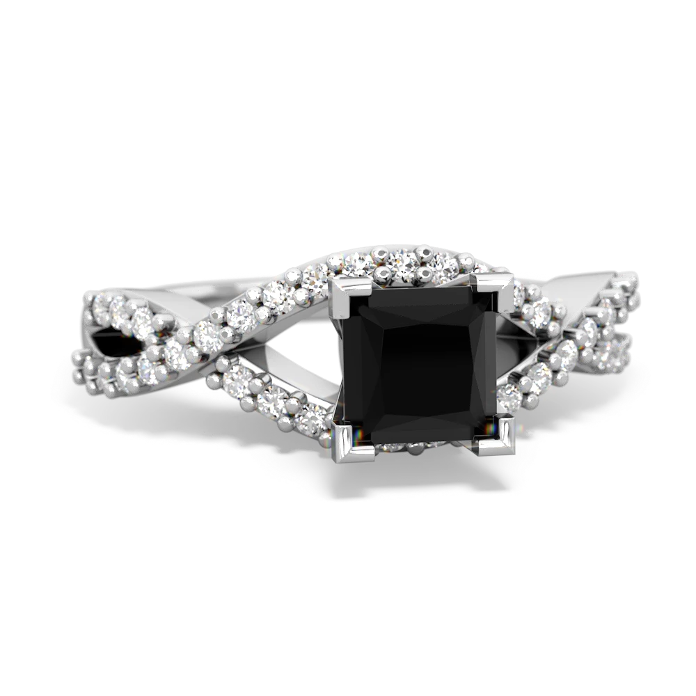 Onyx Diamond Twist 5Mm Square Engagment  14K White Gold ring R26405SQ