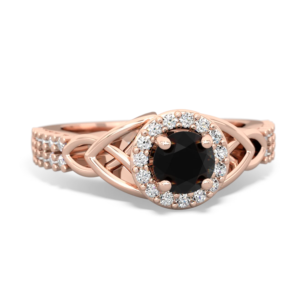 Onyx Celtic Knot Halo 14K Rose Gold ring R26445RH