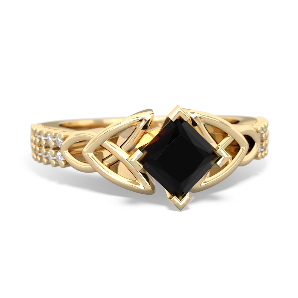 Onyx Celtic Knot 5Mm Square Engagement 14K Yellow Gold ring R26445SQ