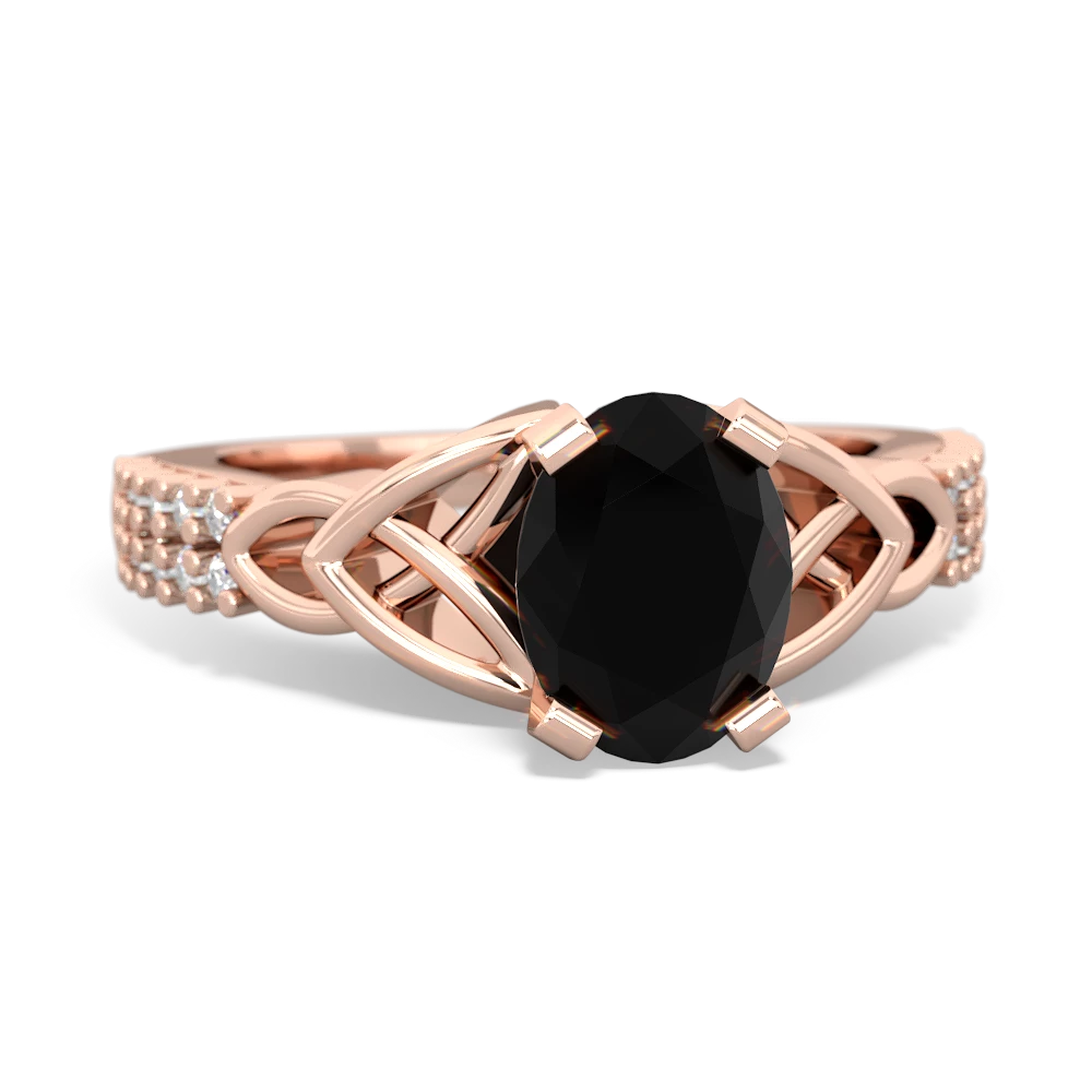 Onyx Celtic Knot 8X6 Oval Engagement 14K Rose Gold ring R26448VL