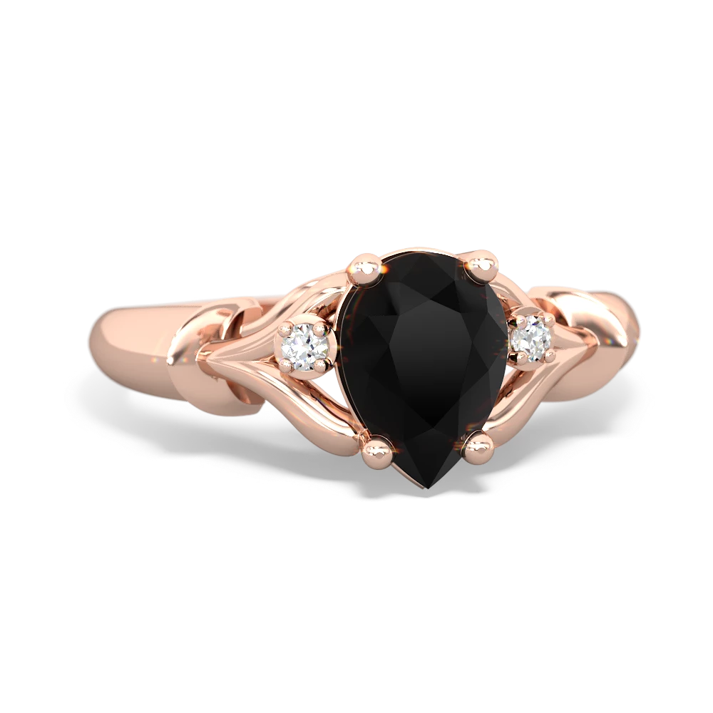 Onyx Precious Pear 14K Rose Gold ring R0826