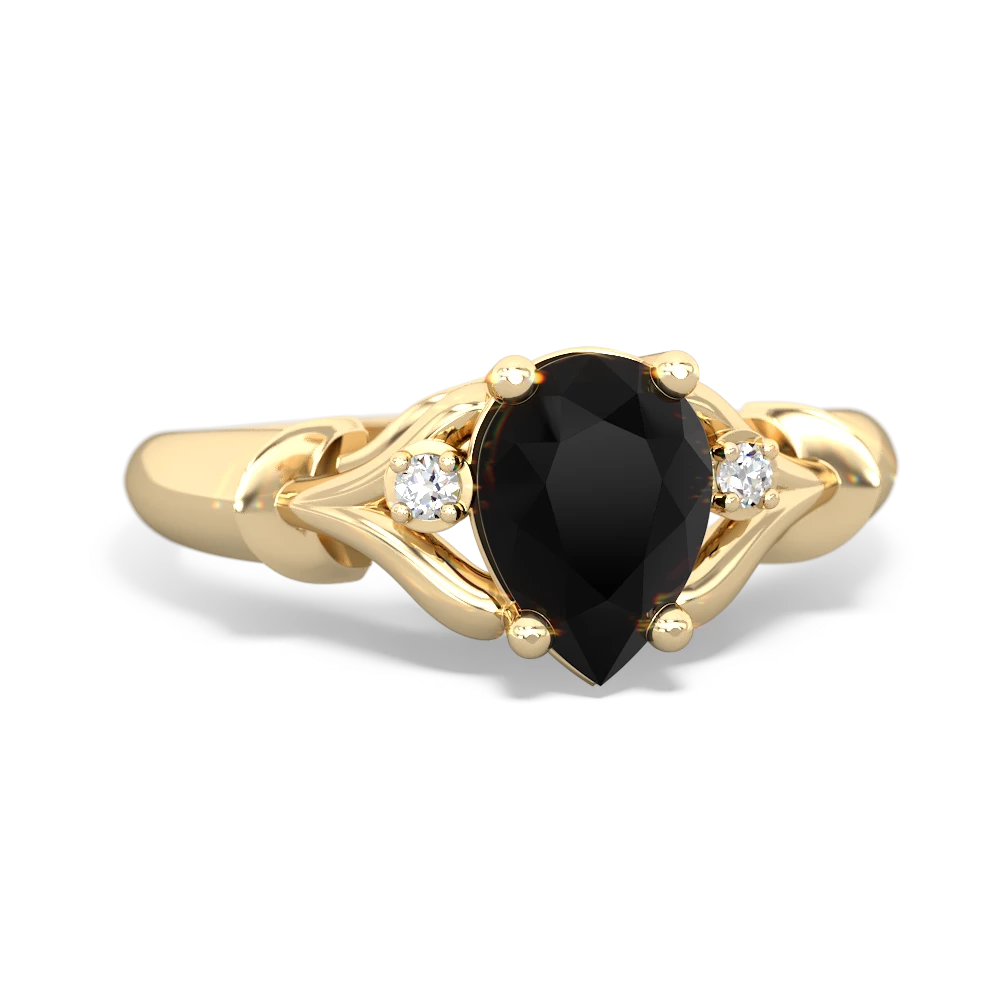 Onyx Precious Pear 14K Yellow Gold ring R0826