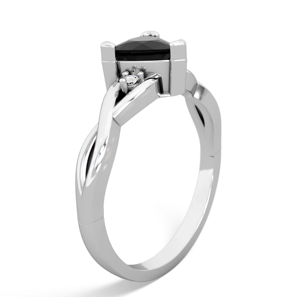 Onyx Trillion Twist 14K White Gold ring R2104