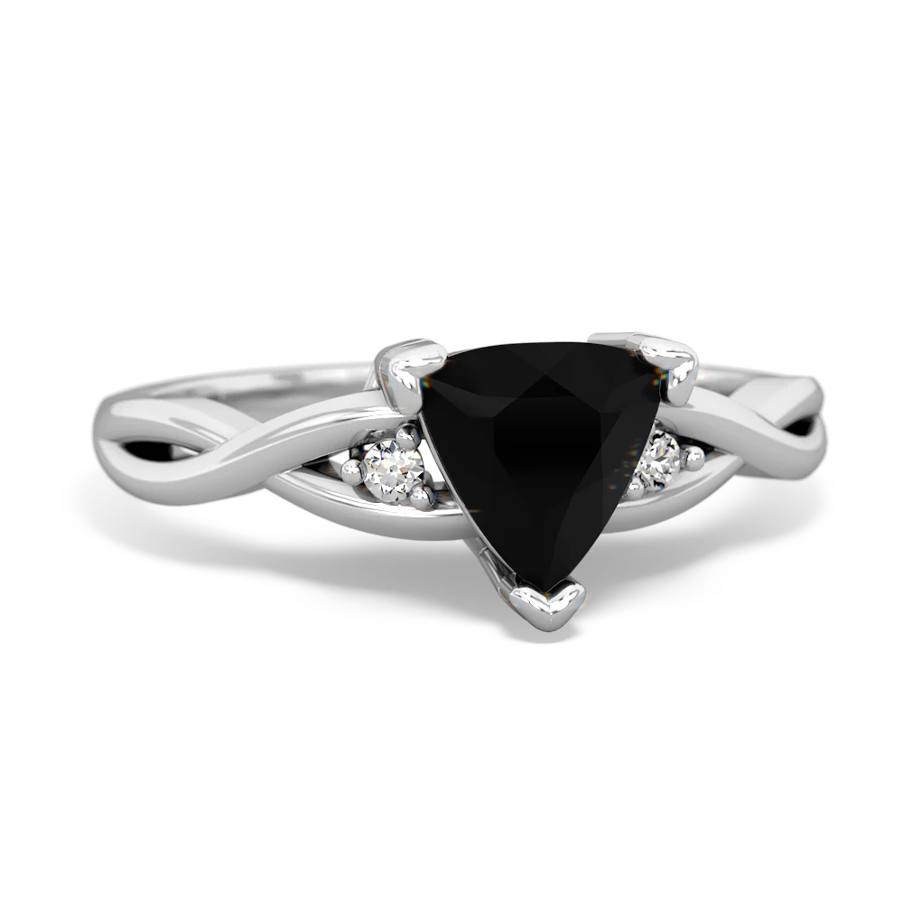 Onyx Trillion Twist 14K White Gold ring R2104