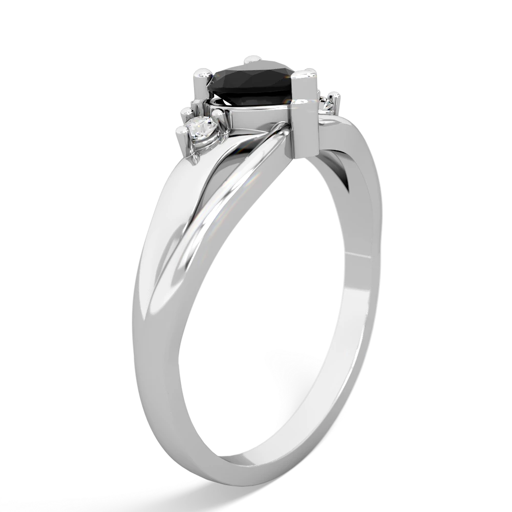 Onyx Split Band Swirl 14K White Gold ring R2130