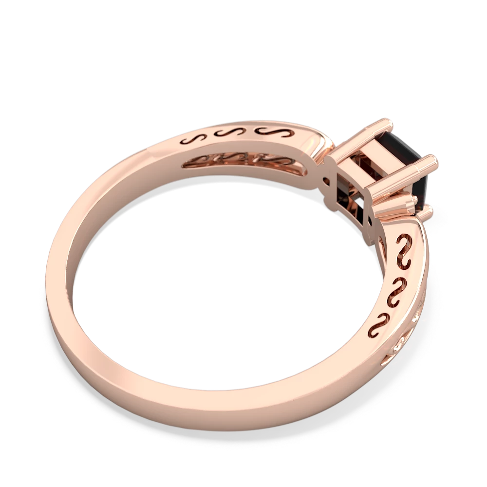 Onyx Filligree Scroll Square 14K Rose Gold ring R2430