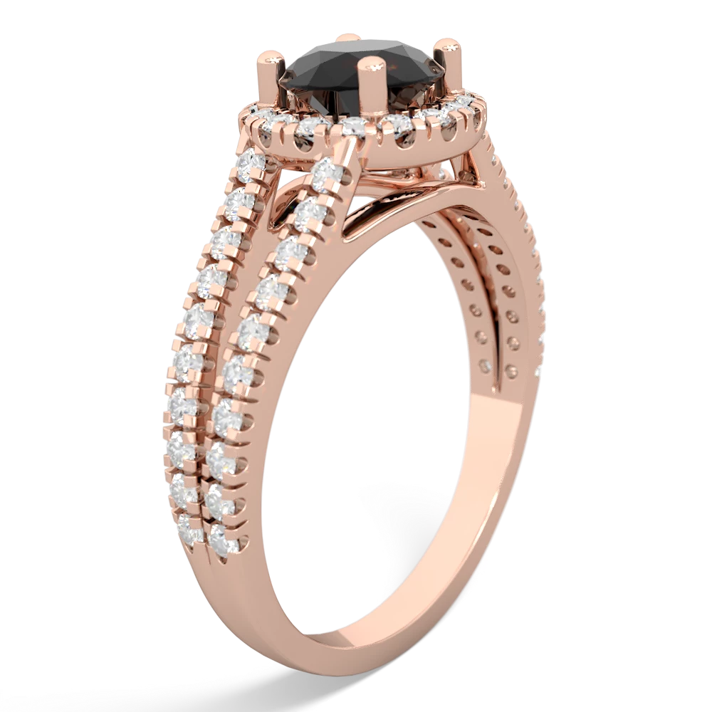 Onyx Pave Halo 14K Rose Gold ring R5490