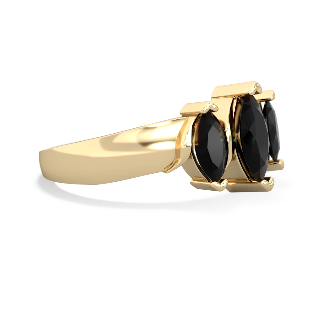 Onyx Three Peeks 14K Yellow Gold ring R2433