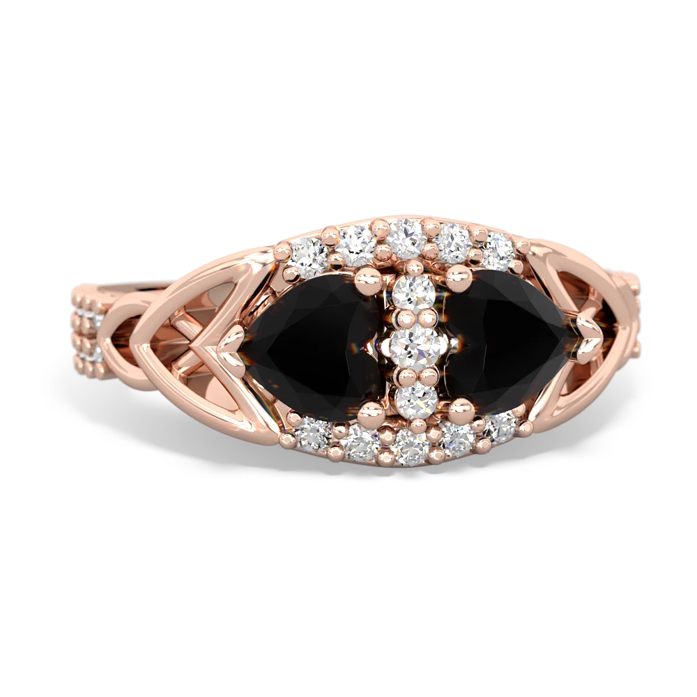 Onyx Sparkling Celtic Knot 14K Rose Gold ring R2645