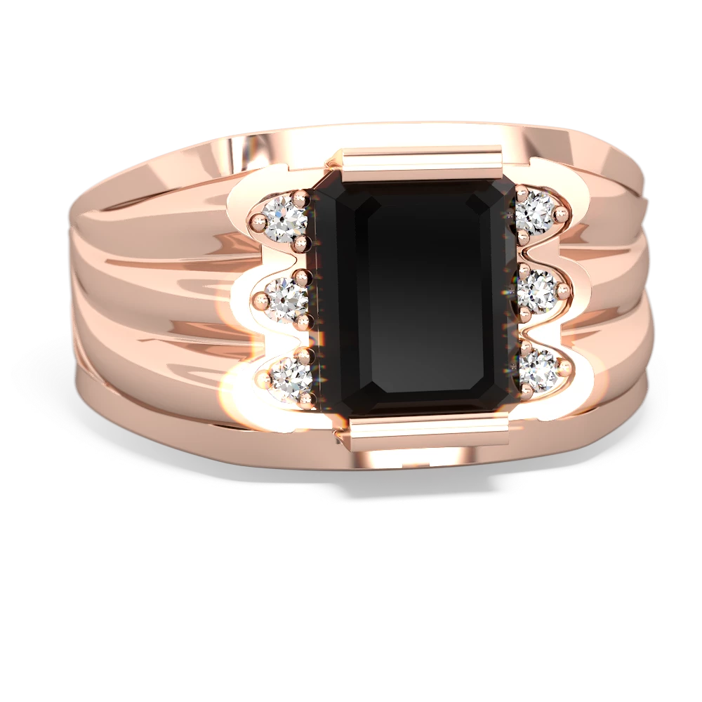 Onyx Men's 9X7mm Emerald-Cut 14K Rose Gold ring R1835