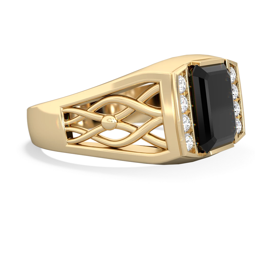 Men's Diamond & Onyx Ring 14K Yellow Gold