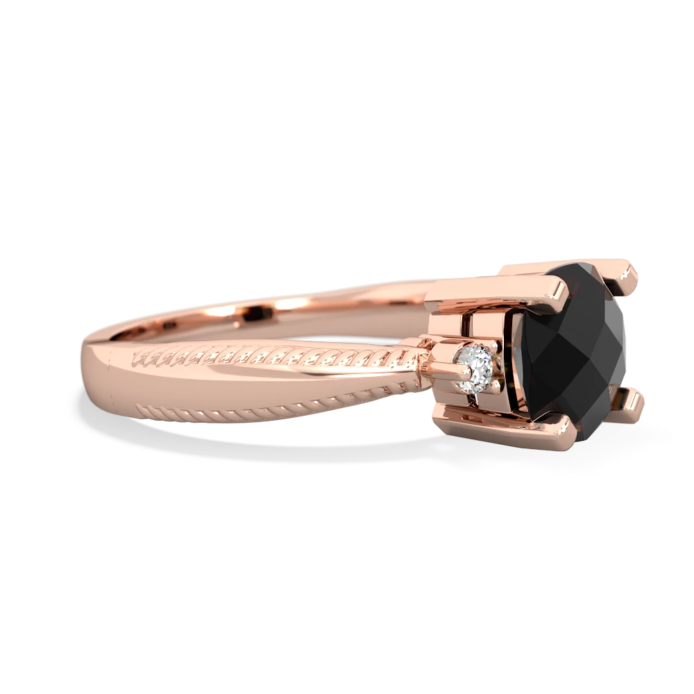 Onyx Cushion Rope 14K Rose Gold ring R2484