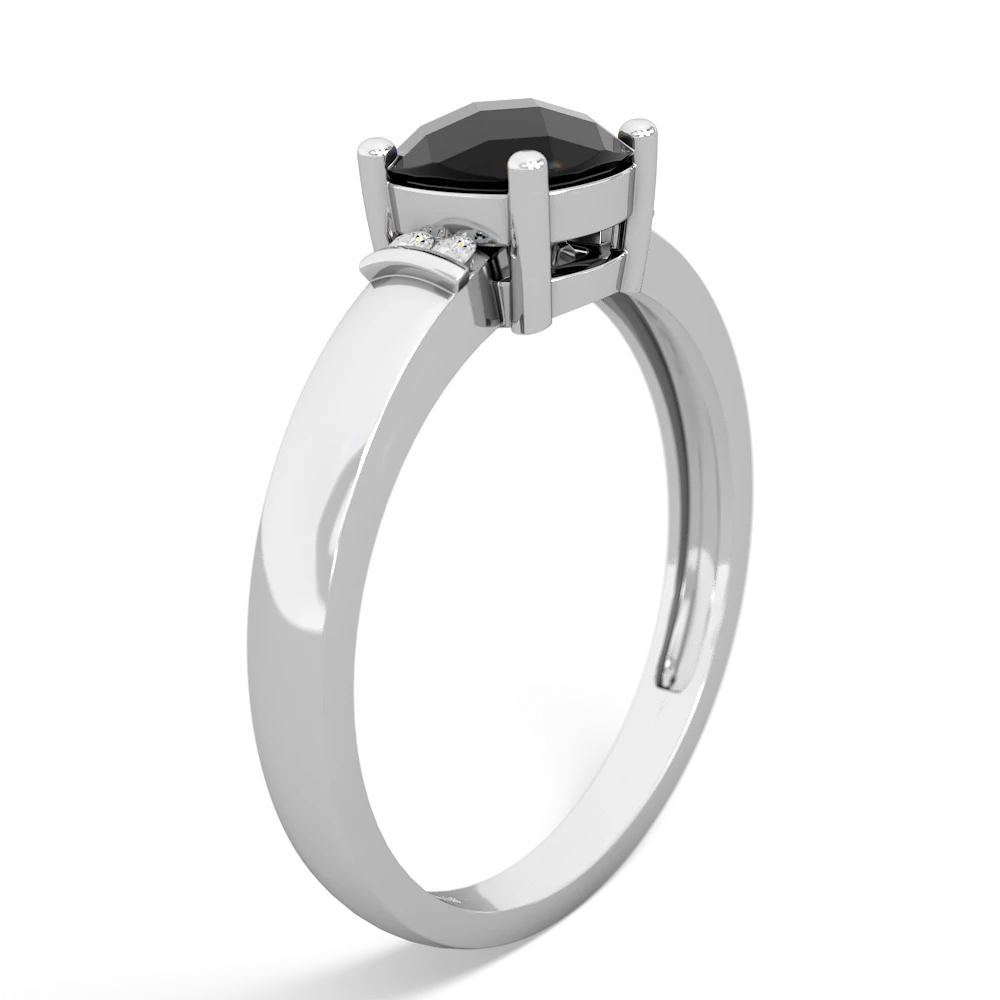 Onyx Simply Elegant Cushion 14K White Gold ring R2489