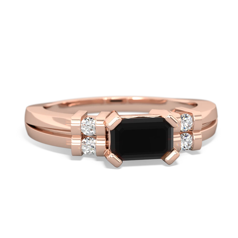 Onyx Art Deco East-West 14K Rose Gold ring R2590