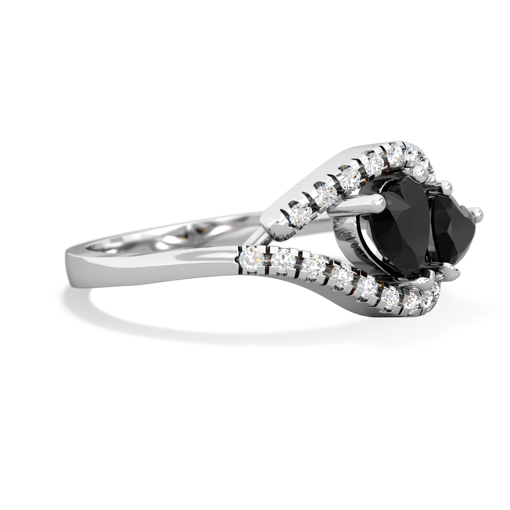 Onyx Mother And Child 14K White Gold ring R3010