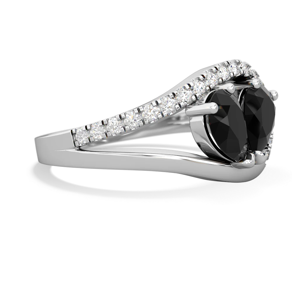 Onyx Nestled Heart Keepsake 14K White Gold ring R5650