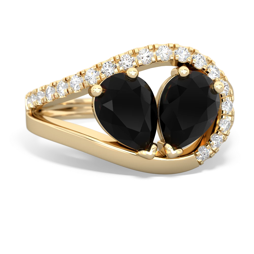 Onyx Nestled Heart Keepsake 14K Yellow Gold ring R5650