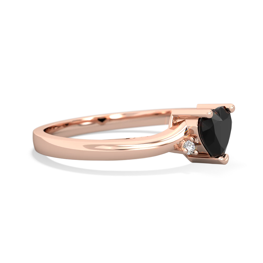 Onyx Delicate Heart 14K Rose Gold ring R0203