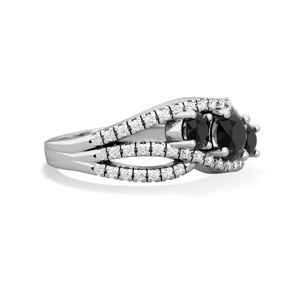 Onyx Three Stone Aurora 14K White Gold ring R3080