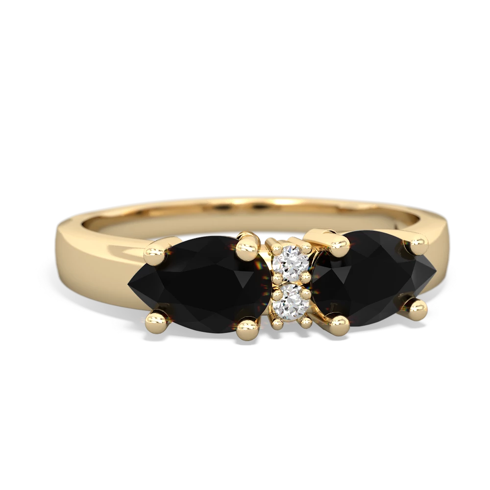 Onyx Pear Bowtie 14K Yellow Gold ring R0865