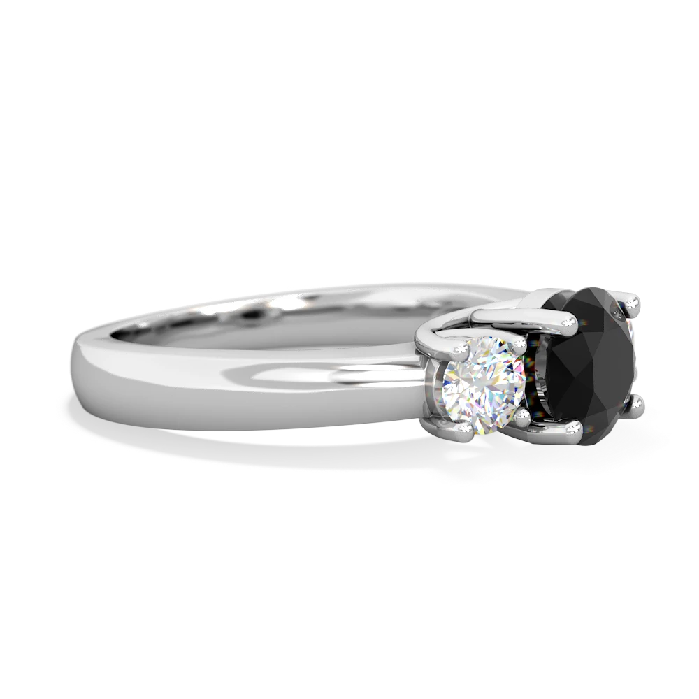 Onyx Diamond Three Stone Round Trellis 14K White Gold ring R4018