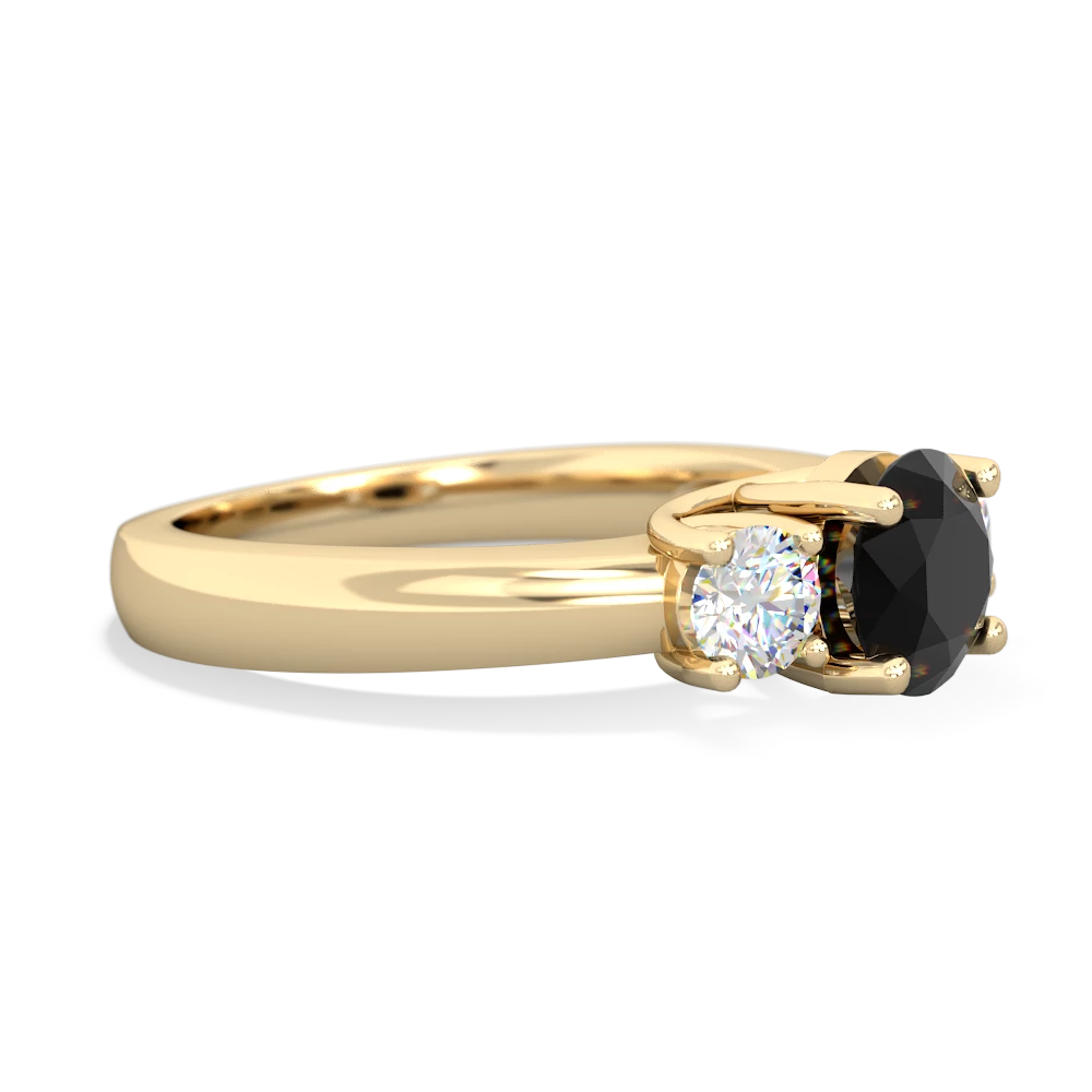 Onyx Diamond Three Stone Round Trellis 14K Yellow Gold ring R4018