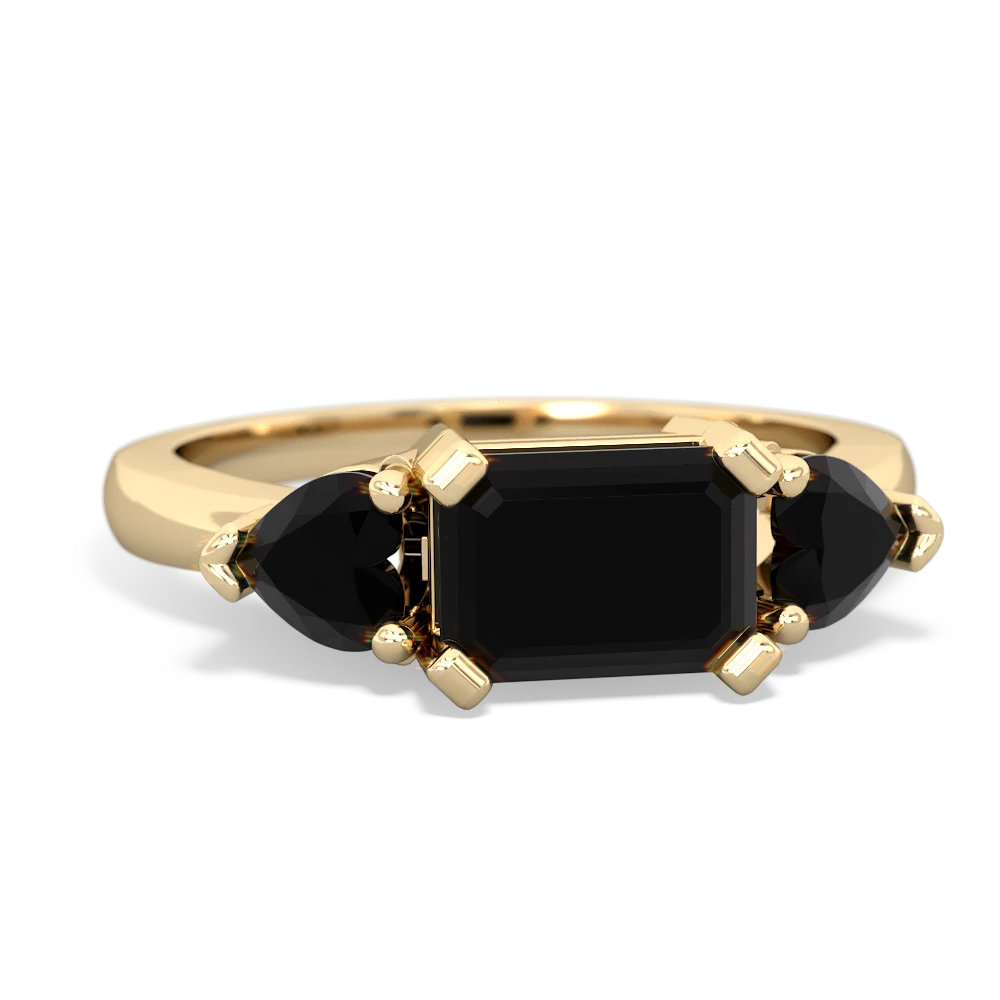 Onyx Three Stone 14K Yellow Gold ring R5235