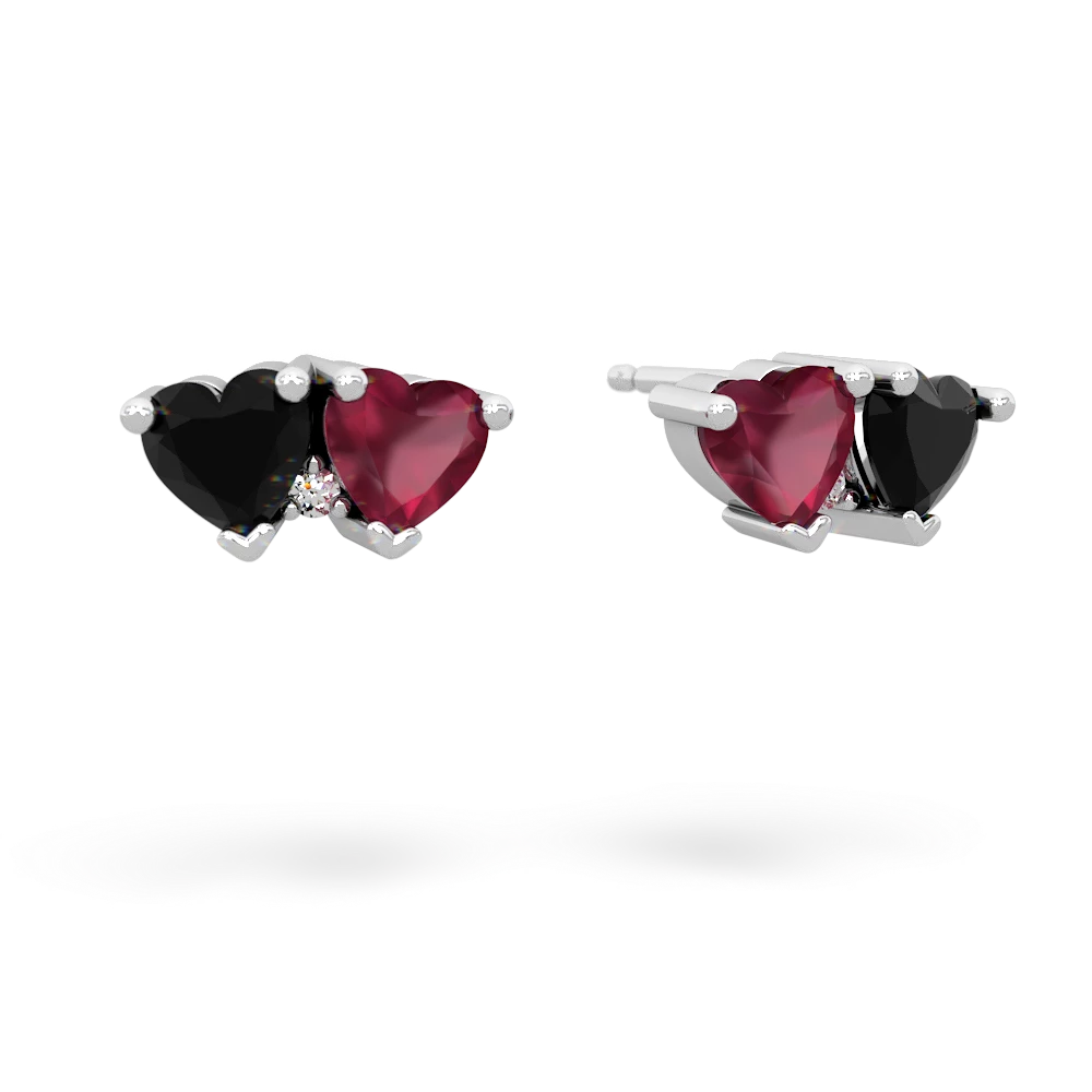 Onyx Sweethearts 14K White Gold earrings E5260