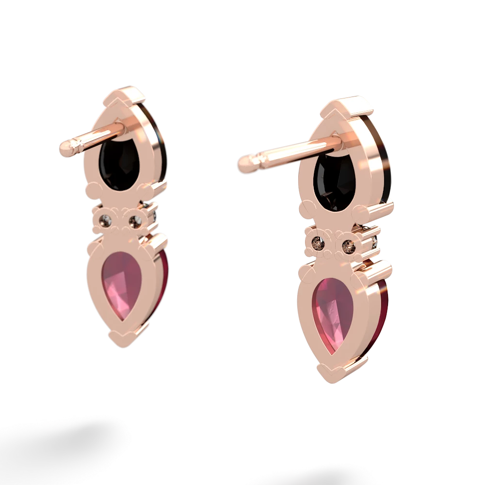 Onyx Bowtie Drop 14K Rose Gold earrings E0865