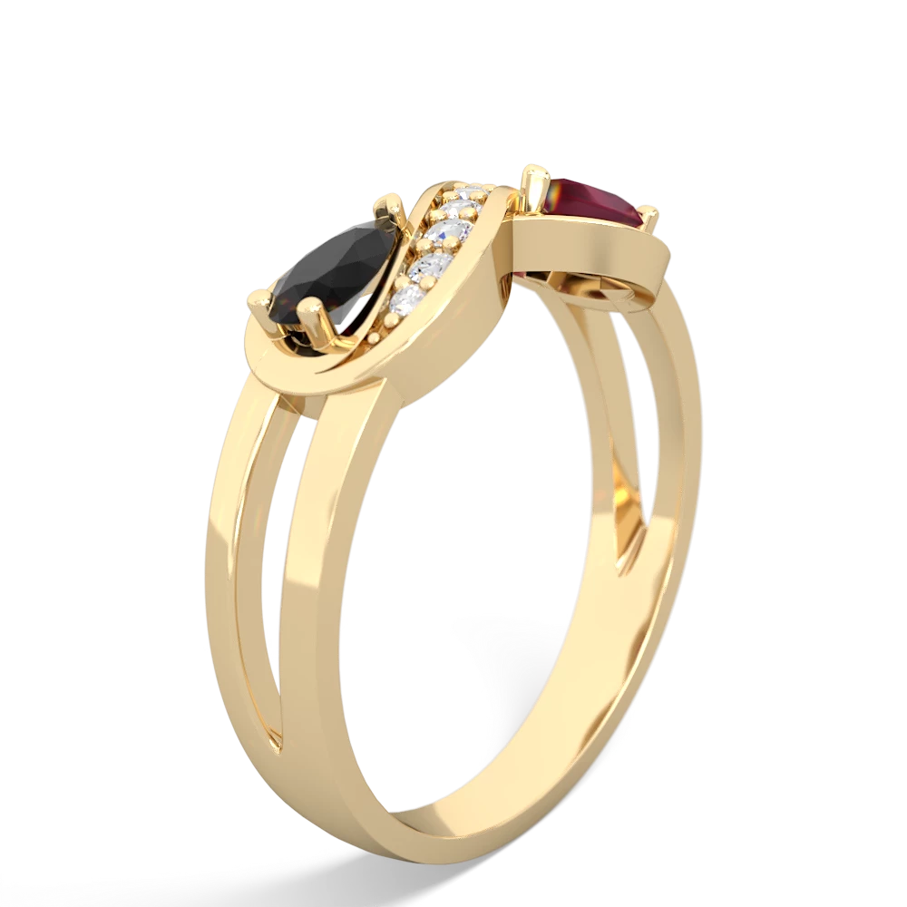 Onyx Diamond Infinity 14K Yellow Gold ring R5390