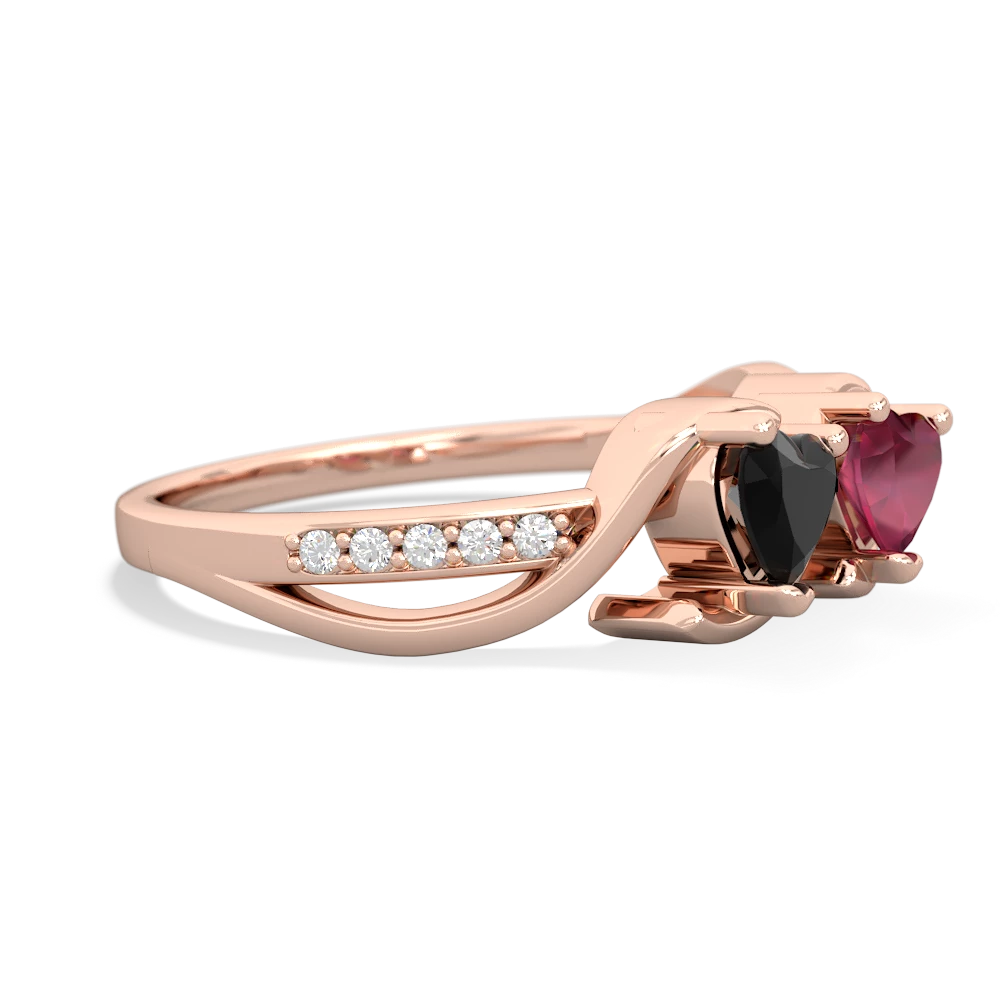 Onyx Side By Side 14K Rose Gold ring R3090