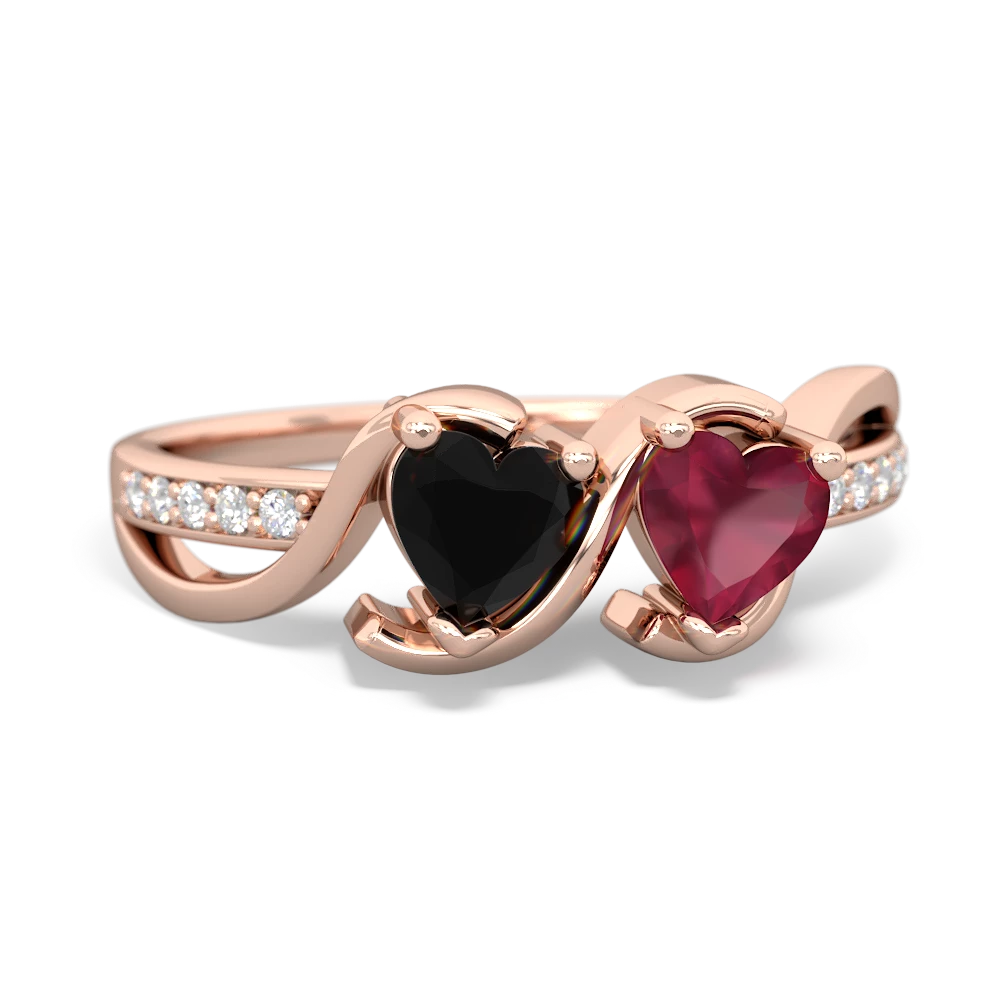 Onyx Side By Side 14K Rose Gold ring R3090