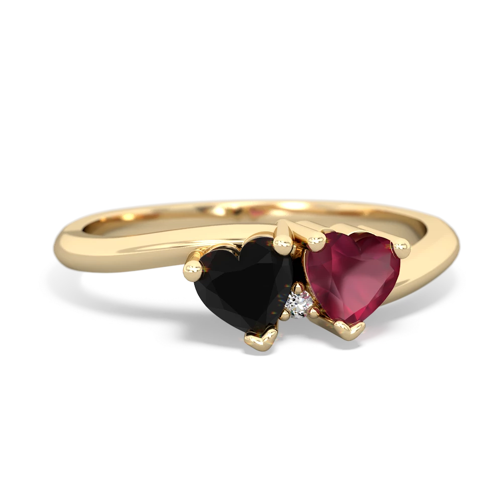 Onyx Sweethearts 14K Yellow Gold ring R5260