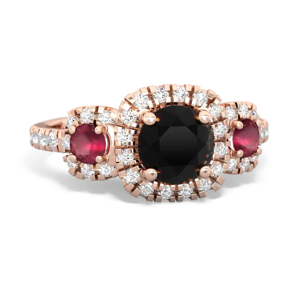 Onyx Regal Halo 14K Rose Gold ring R5350