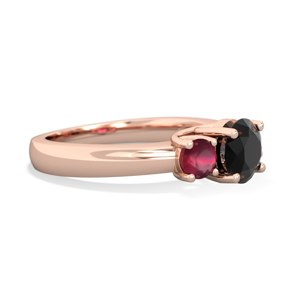 Onyx Three Stone Round Trellis 14K Rose Gold ring R4018