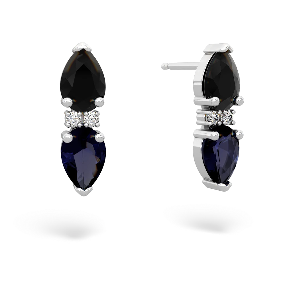 Onyx Bowtie Drop 14K White Gold earrings E0865