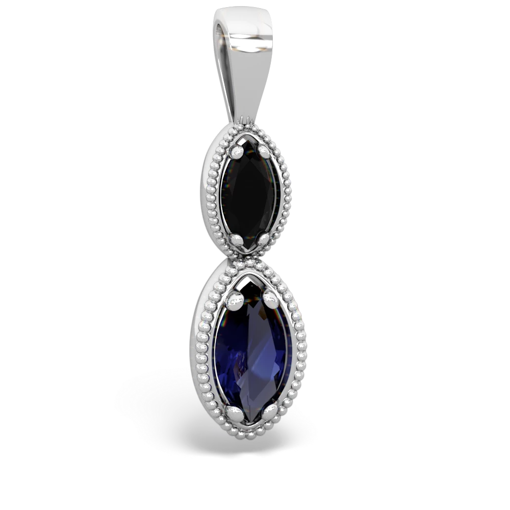 Onyx Antique-Style Halo 14K White Gold pendant P5700