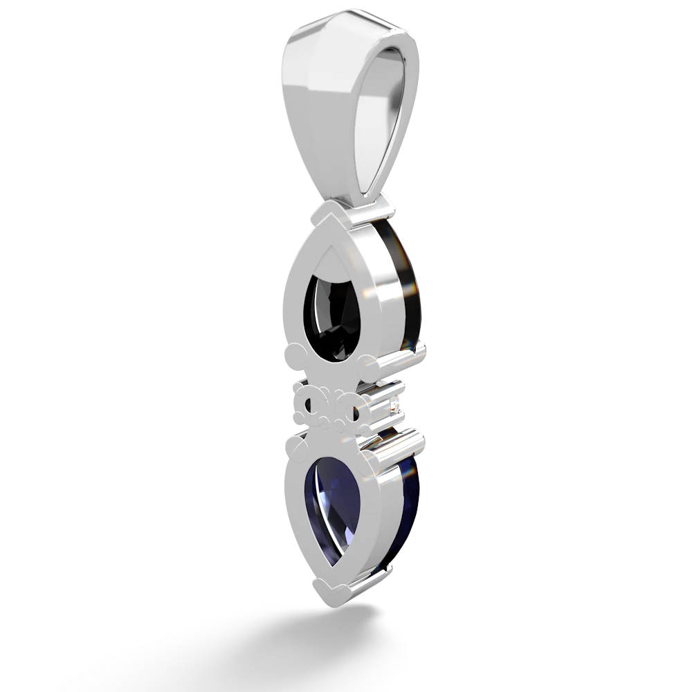 Onyx Bowtie Drop 14K White Gold pendant P0865