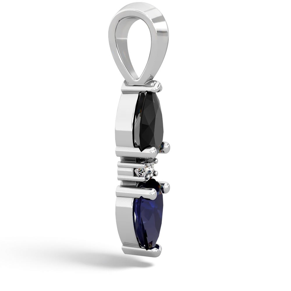 Onyx Bowtie Drop 14K White Gold pendant P0865