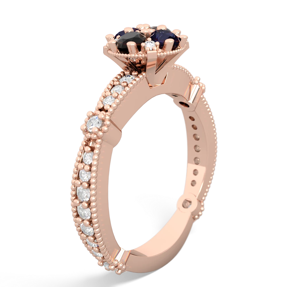 Onyx Sparkling Tiara Cluster 14K Rose Gold ring R26293RD