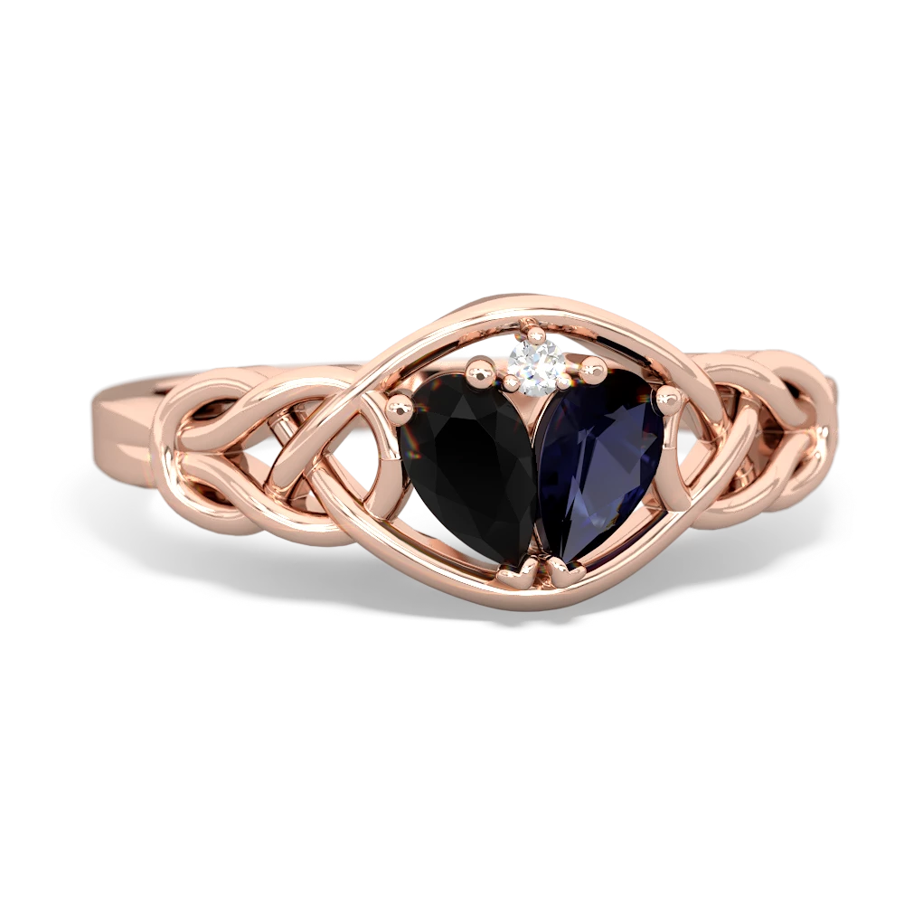 Onyx Celtic Love Knot 14K Rose Gold ring R5420