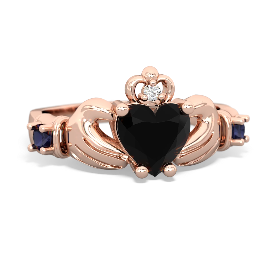 Onyx Claddagh Keepsake 14K Rose Gold ring R5245