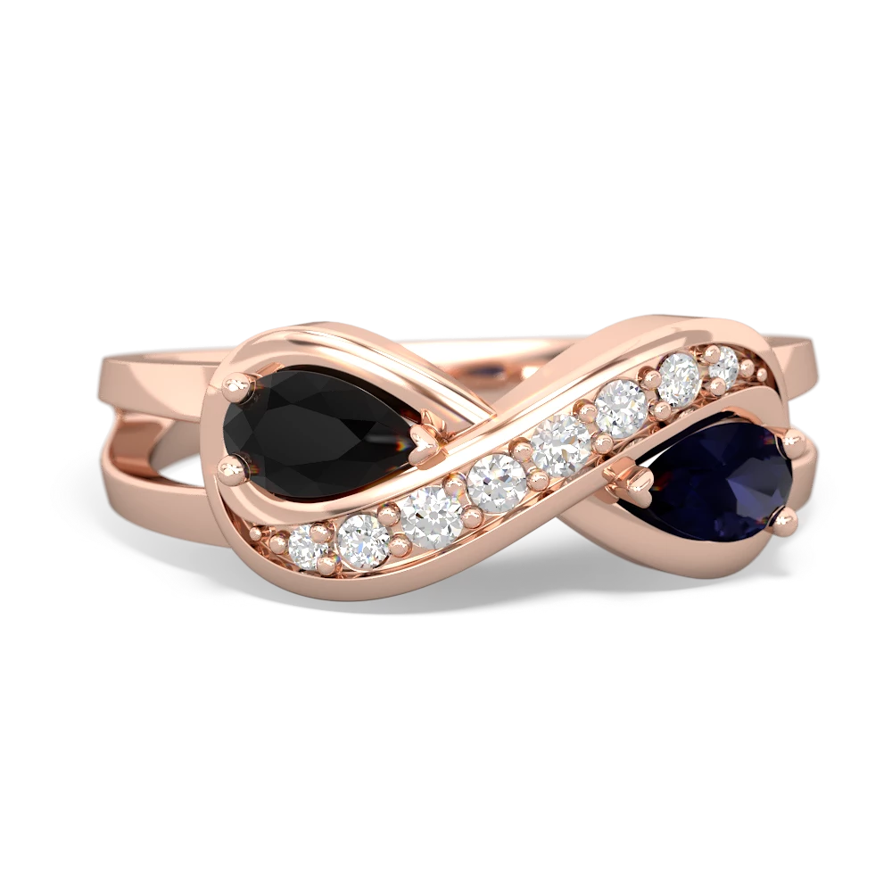 Onyx Diamond Infinity 14K Rose Gold ring R5390