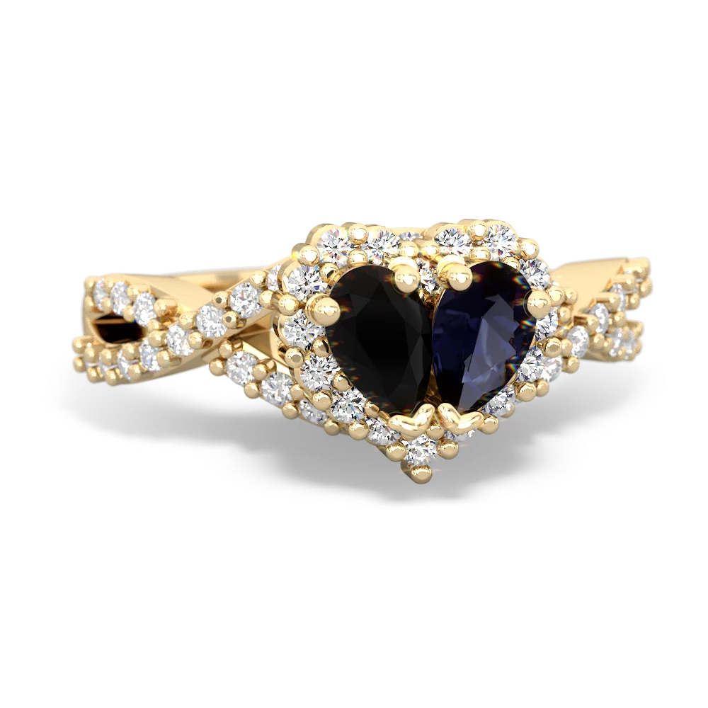 Onyx Diamond Twist 'One Heart' 14K Yellow Gold ring R2640HRT