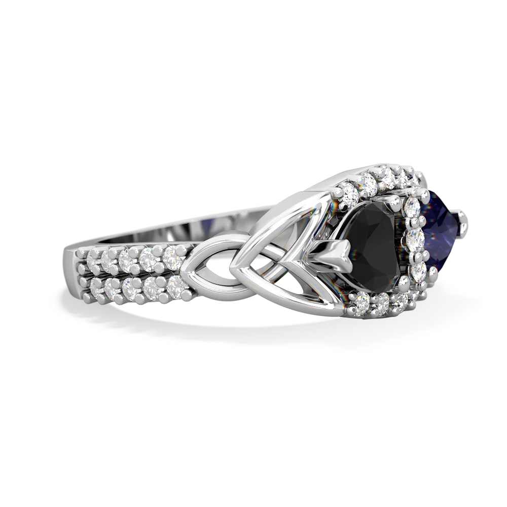 Onyx Sparkling Celtic Knot 14K White Gold ring R2645