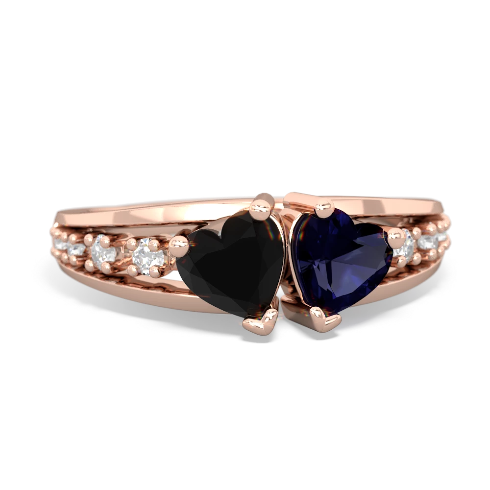 Onyx Heart To Heart 14K Rose Gold ring R3342